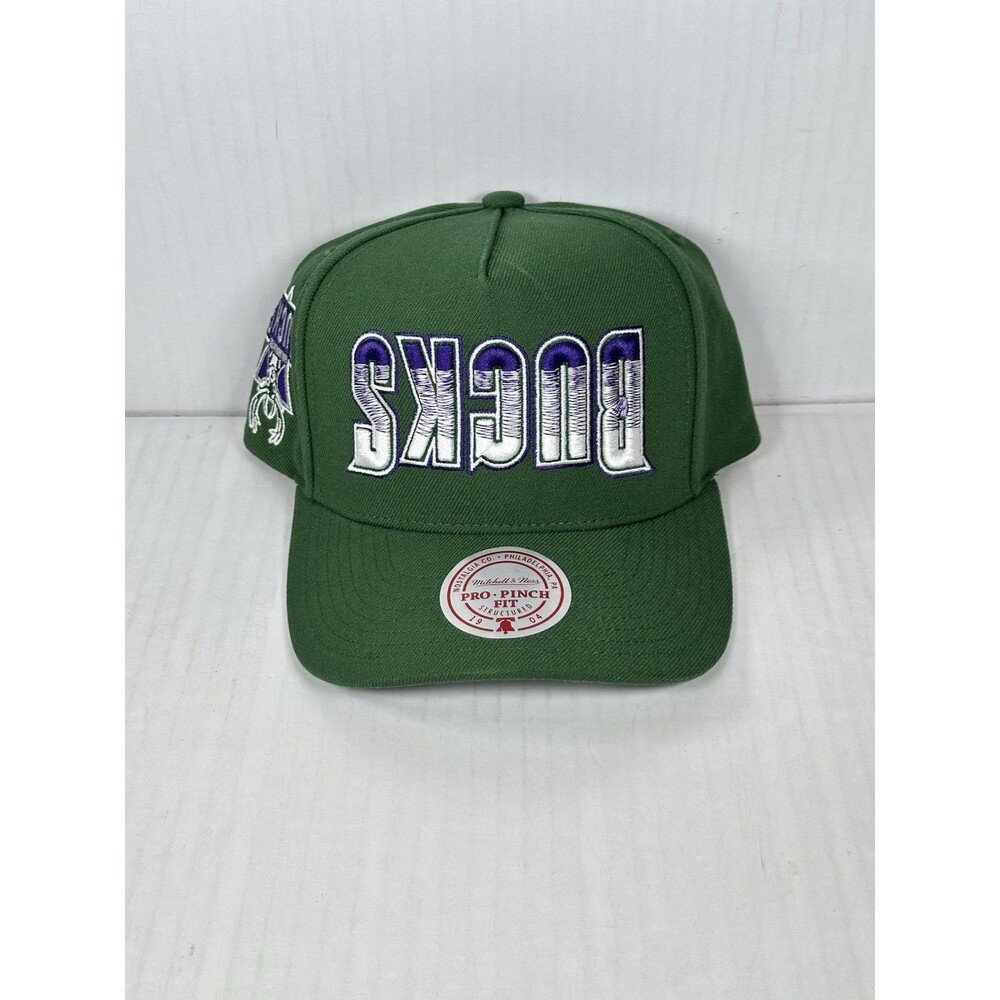 Mitchell & Ness Mikwaukee Bucks NBA Upside Down Snapback HWC Hat Cap Green OSFA